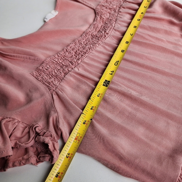 Altar'd State Women's Boho Dusty Rose Smocked Short Sleeve Mini Dress Size S - Picture 8 of 11
